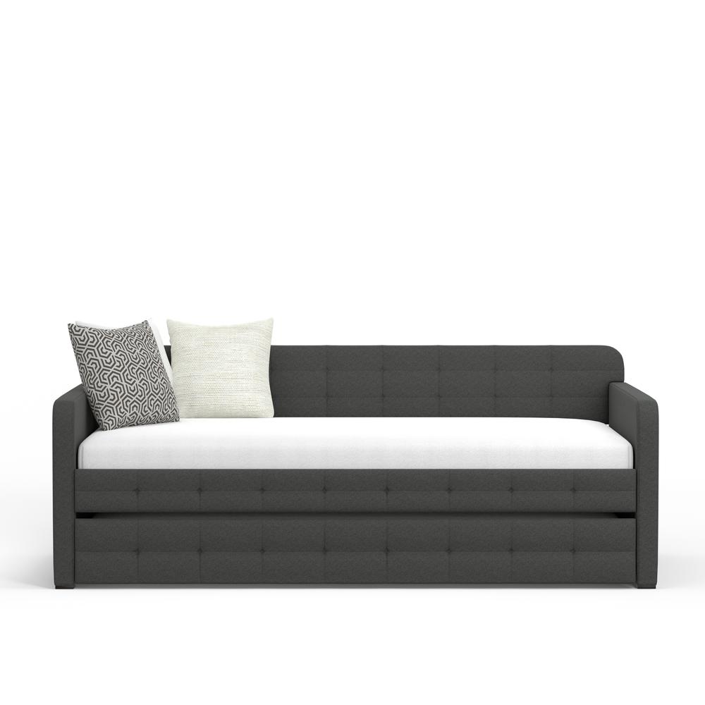 Tufted Twin Daybed with Trundle in Grey. Picture 2