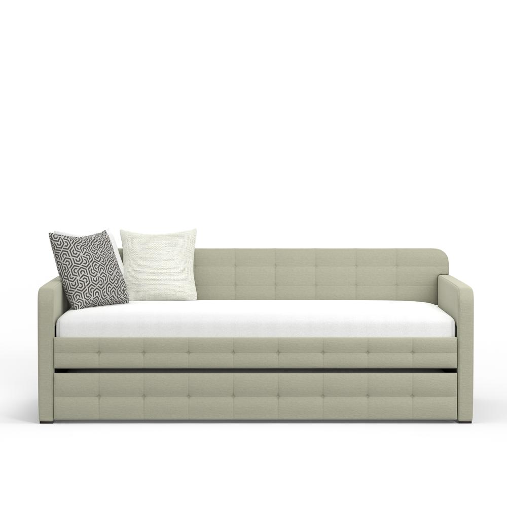 Tufted Twin Daybed with Trundle in Beige. Picture 2