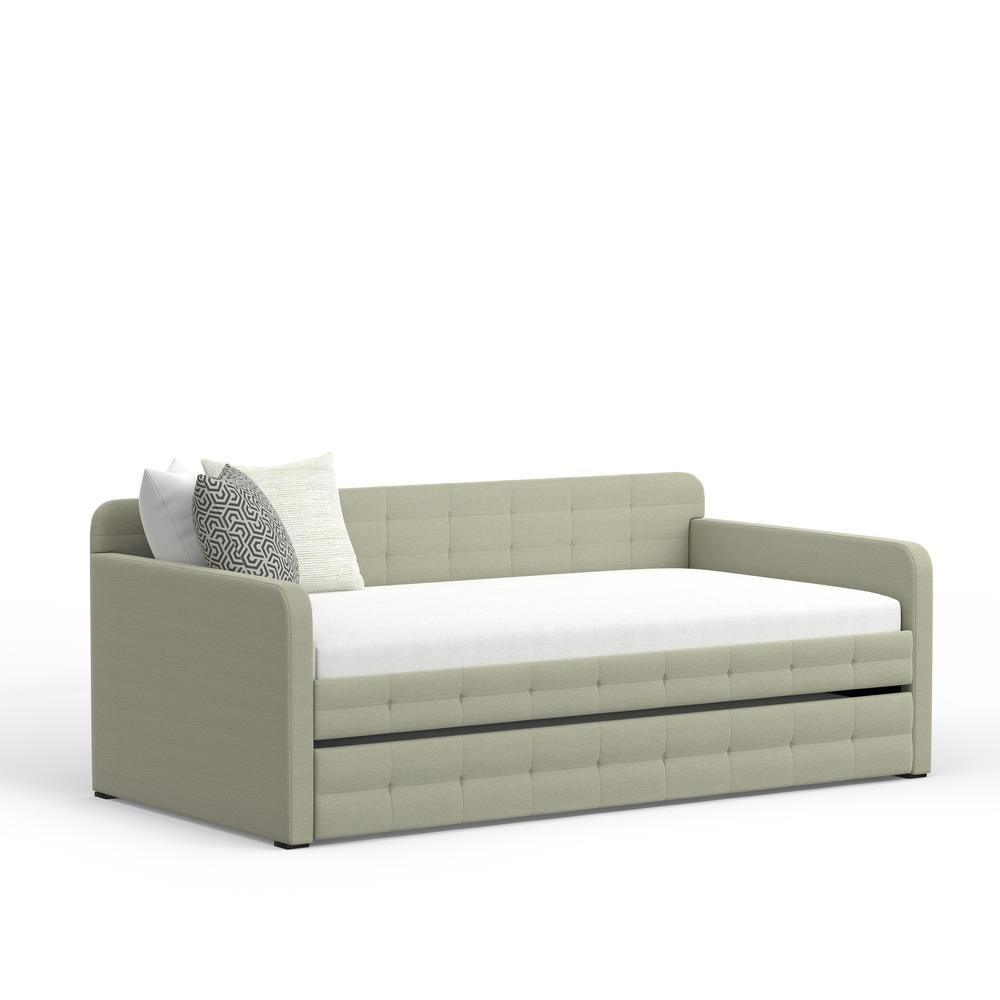 Tufted Twin Daybed with Trundle in Beige. Picture 1