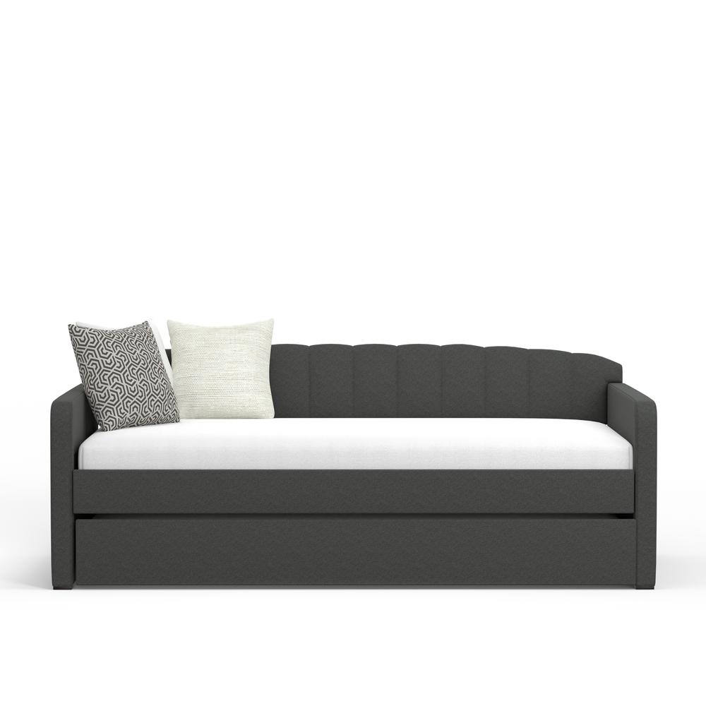 Scalloped Twin Daybed with Trundle in Grey. Picture 1