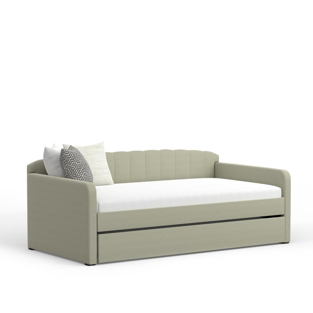 Scalloped Twin Daybed with Trundle in Beige. Picture 5