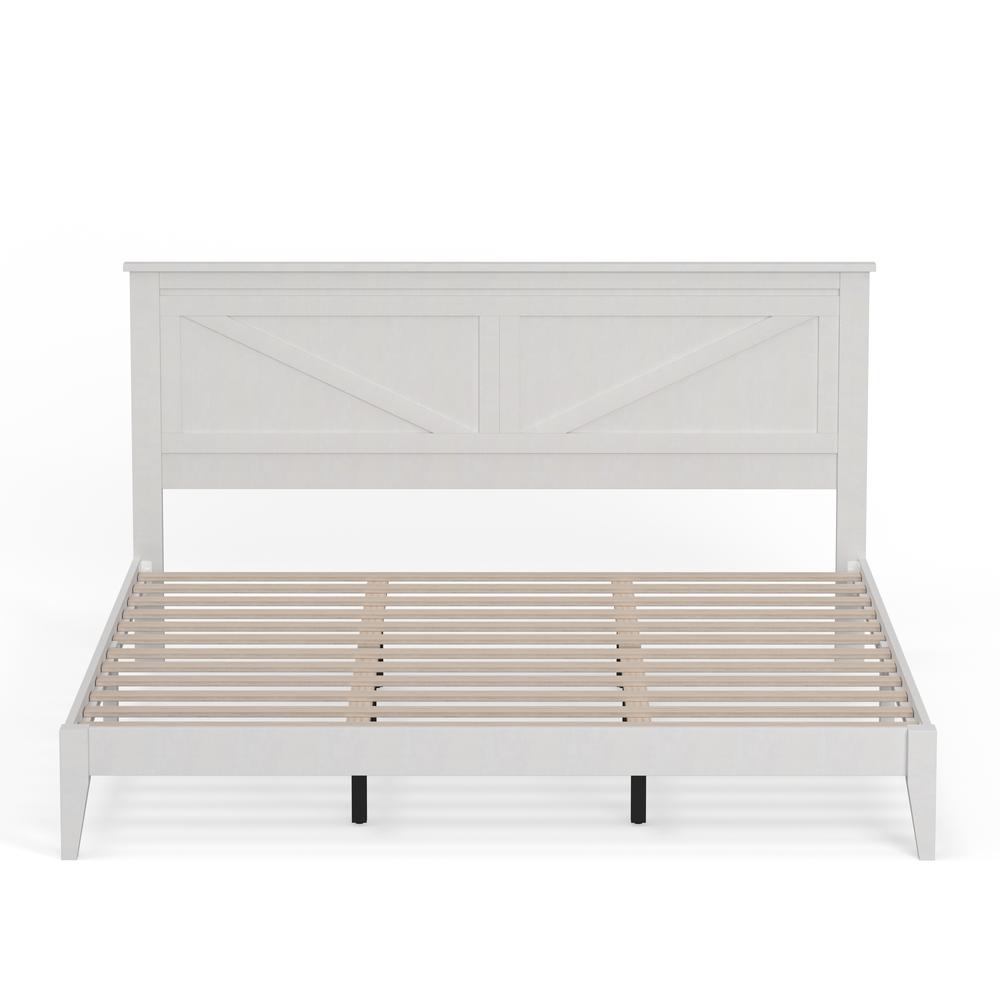 Farmhouse Wood Platform Bed in King - White. Picture 3