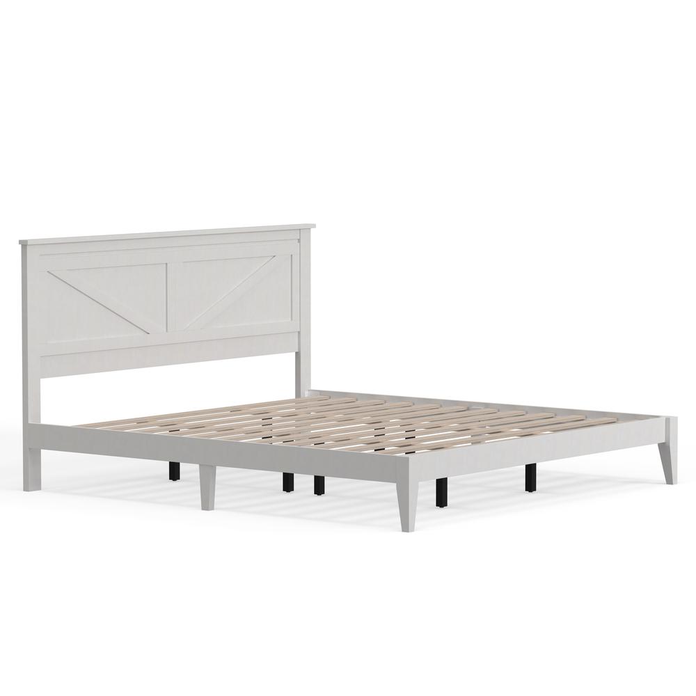 Farmhouse Wood Platform Bed in King - White. Picture 4
