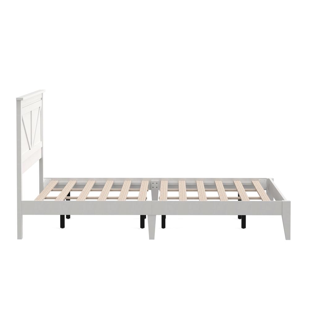 Farmhouse Wood Platform Bed in King - White. Picture 5