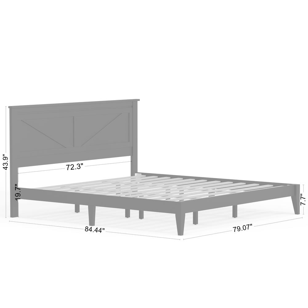 Farmhouse Wood Platform Bed in King - White. Picture 9
