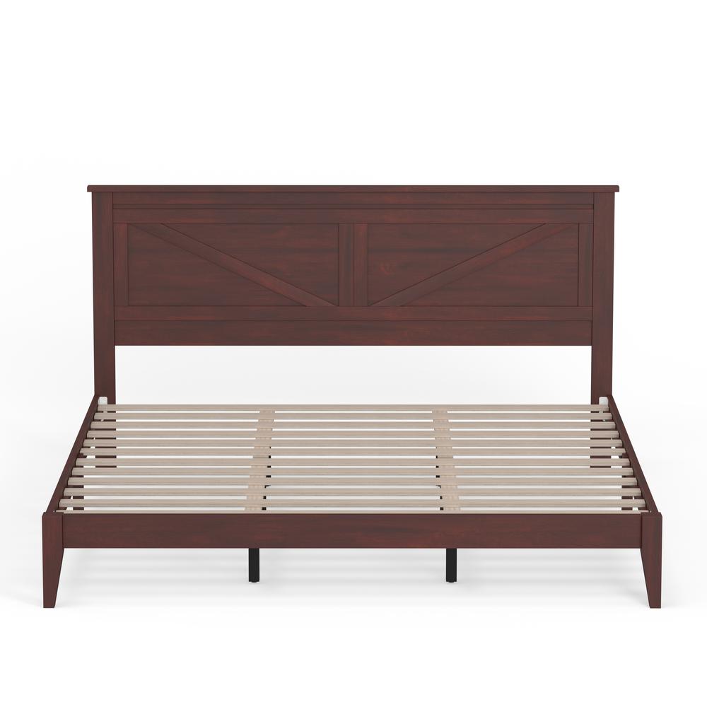 Farmhouse Wood Platform Bed in King - Cherry. Picture 3