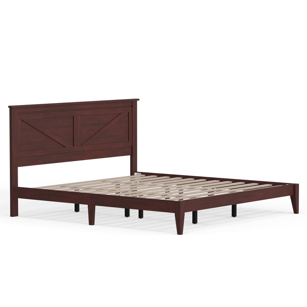 Farmhouse Wood Platform Bed in King - Cherry. Picture 4