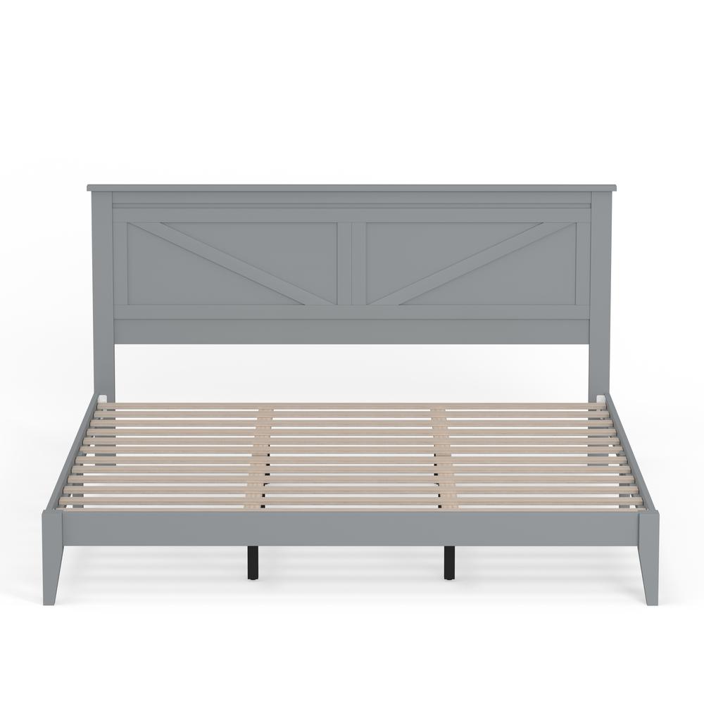 Farmhouse Wood Platform Bed in King - Grey. Picture 3