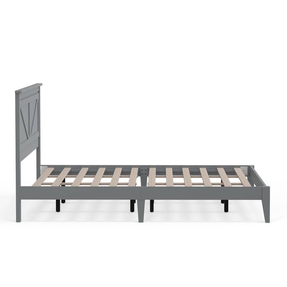 Farmhouse Wood Platform Bed in King - Grey. Picture 5