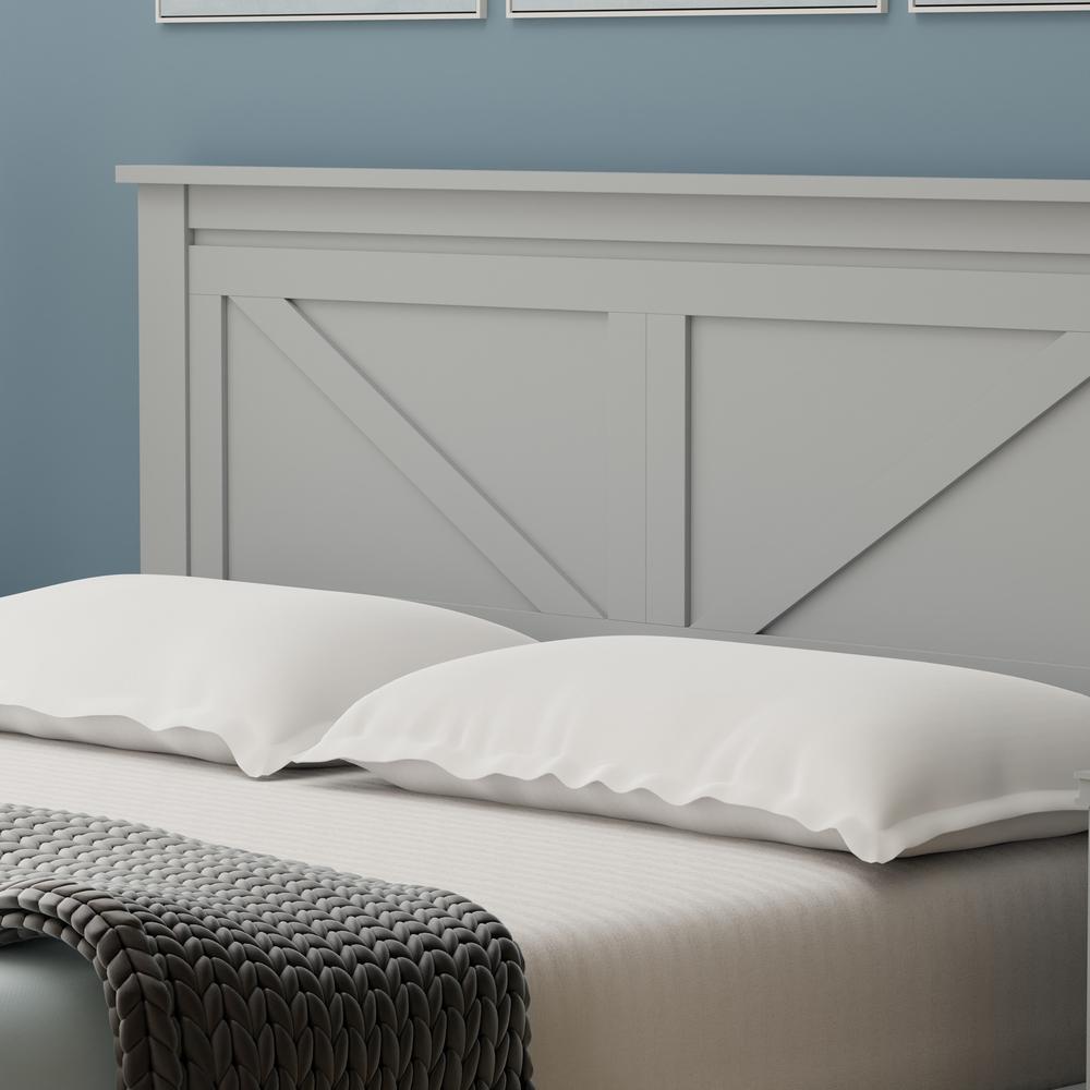 Farmhouse Wood Platform Bed in King - Grey. Picture 8
