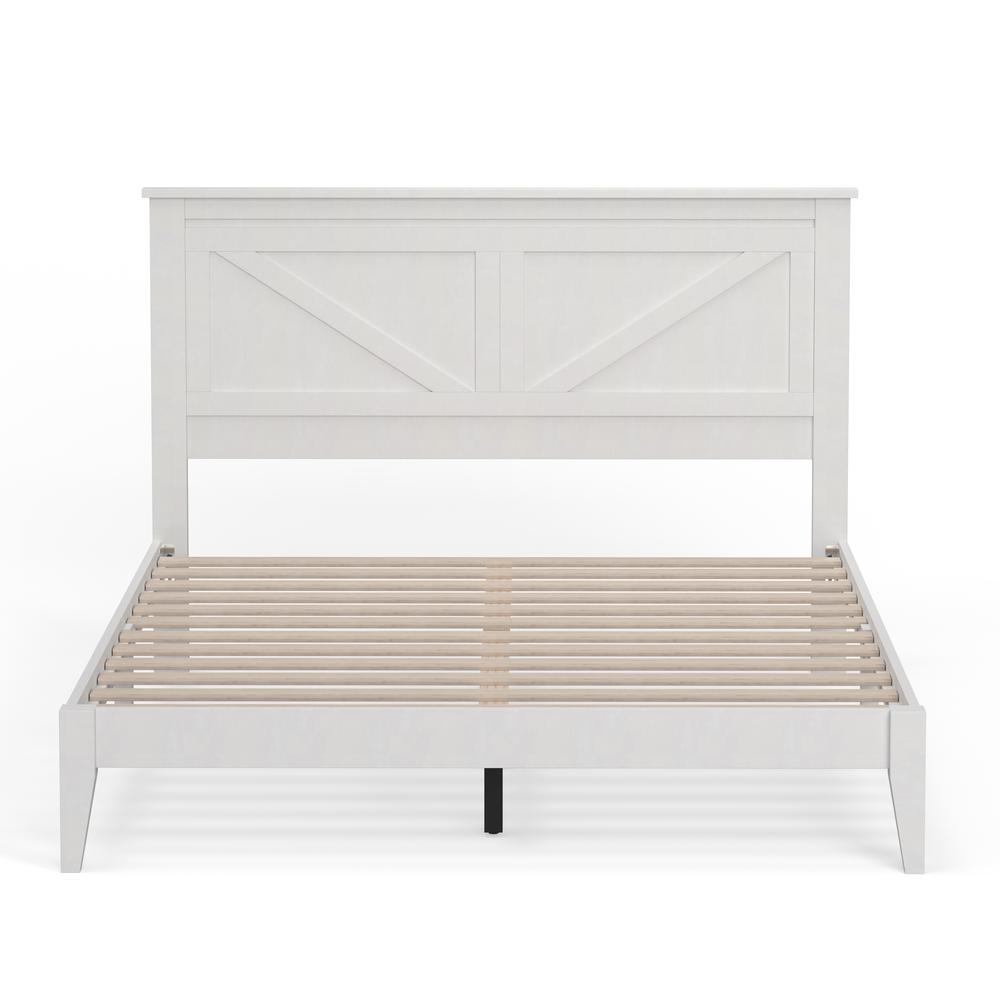 Farmhouse Wood Platform Bed in Queen - White. Picture 1