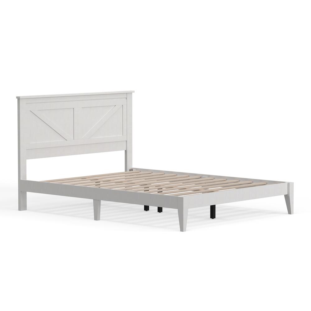 Farmhouse Wood Platform Bed in Queen - White. Picture 2