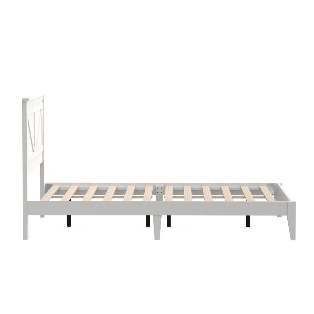 Farmhouse Wood Platform Bed in Queen - White. Picture 5