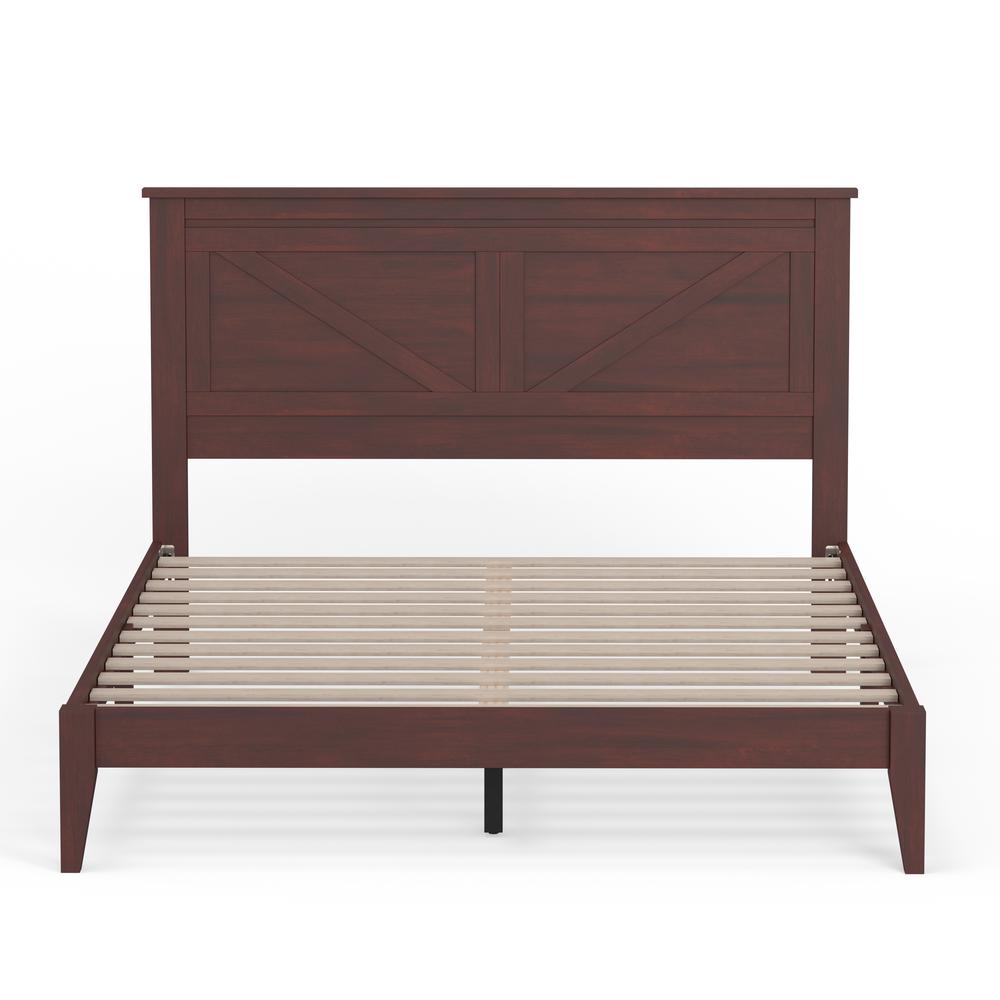 Farmhouse Wood Platform Bed in Queen - Cherry. Picture 3