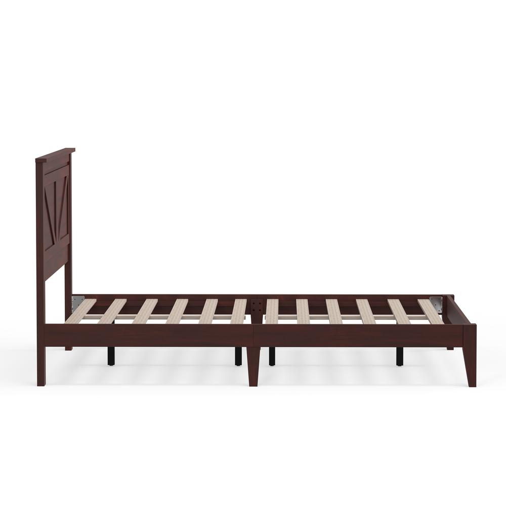 Farmhouse Wood Platform Bed in Queen - Cherry. Picture 5