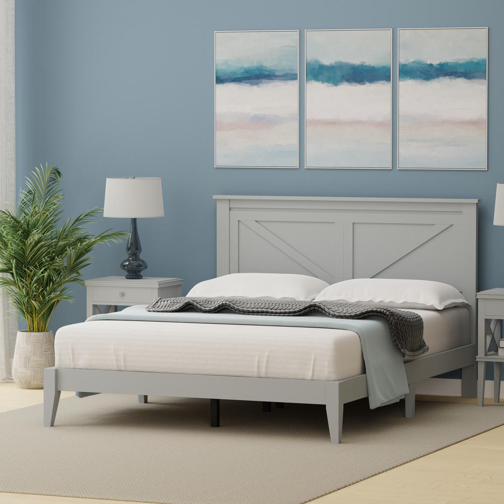 Farmhouse Wood Platform Bed in Queen - Grey. Picture 2