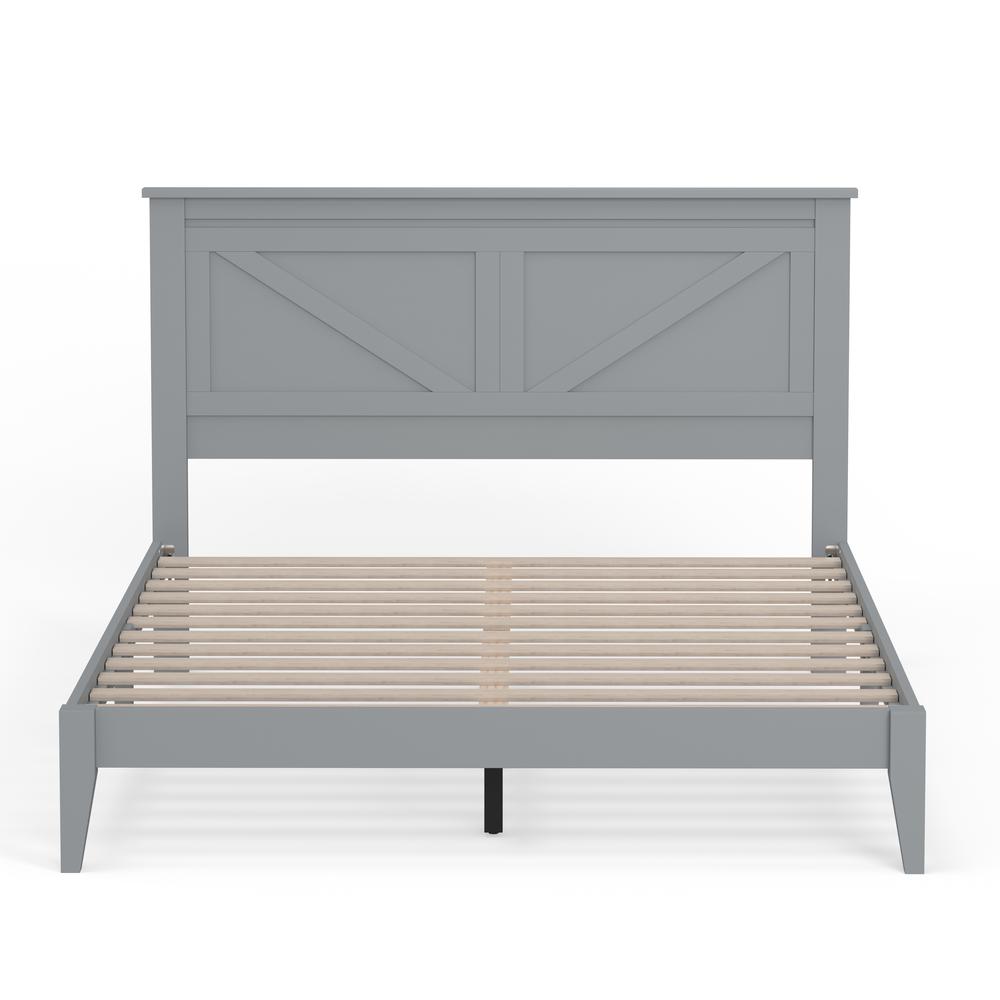 Farmhouse Wood Platform Bed in Queen - Grey. Picture 3