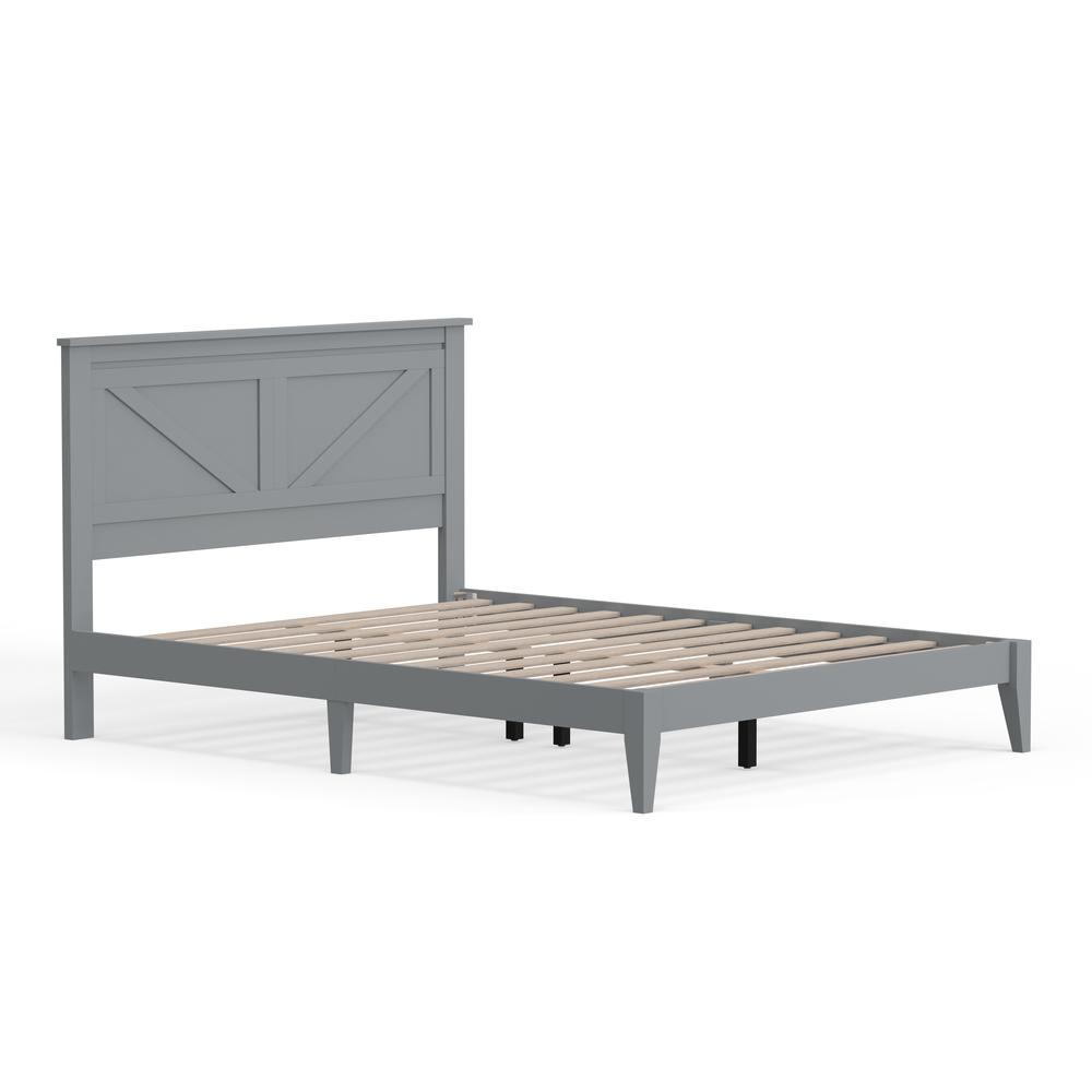Farmhouse Wood Platform Bed in Queen - Grey. Picture 4
