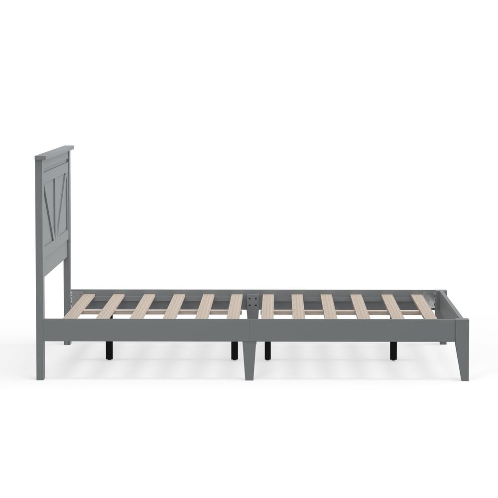 Farmhouse Wood Platform Bed in Queen - Grey. Picture 5