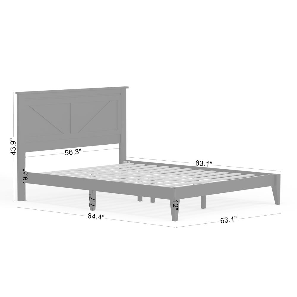 Farmhouse Wood Platform Bed in Queen - Grey. Picture 9