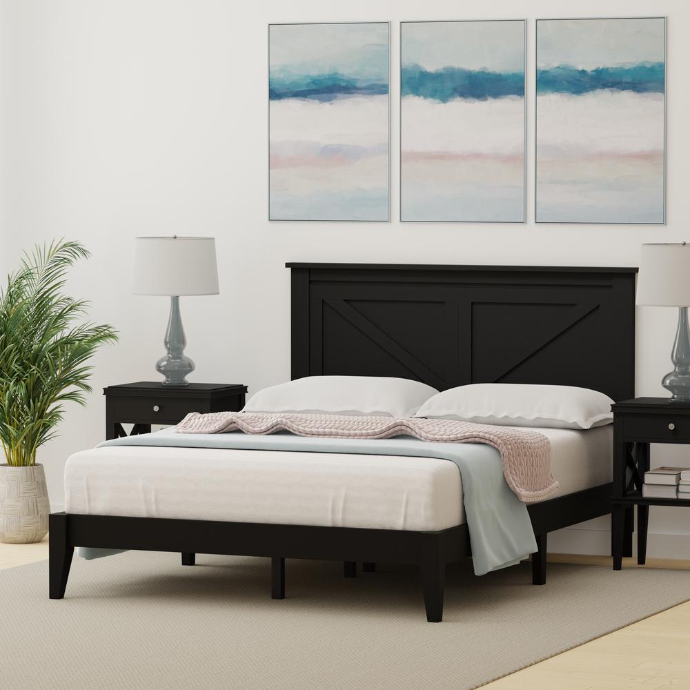 Farmhouse Wood Platform Bed in Full - Black. Picture 2