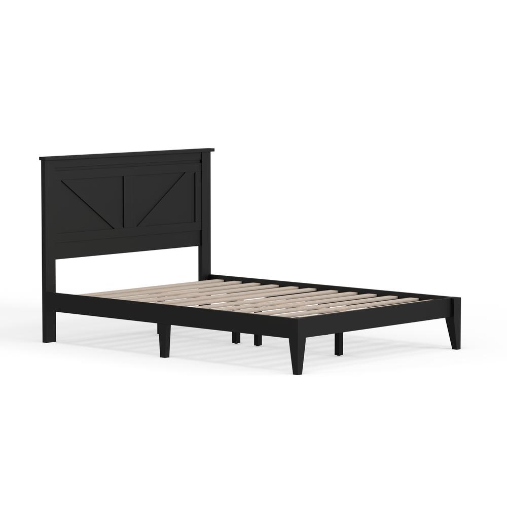 Farmhouse Wood Platform Bed in Full - Black. Picture 4