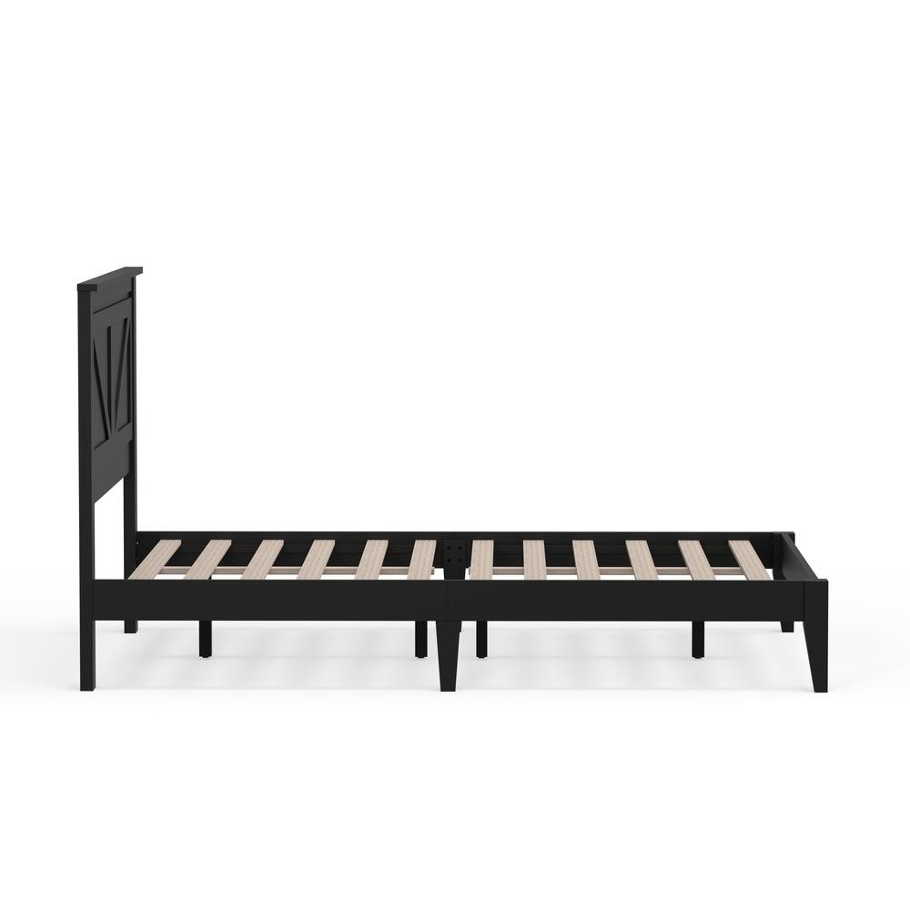 Farmhouse Wood Platform Bed in Full - Black. Picture 5