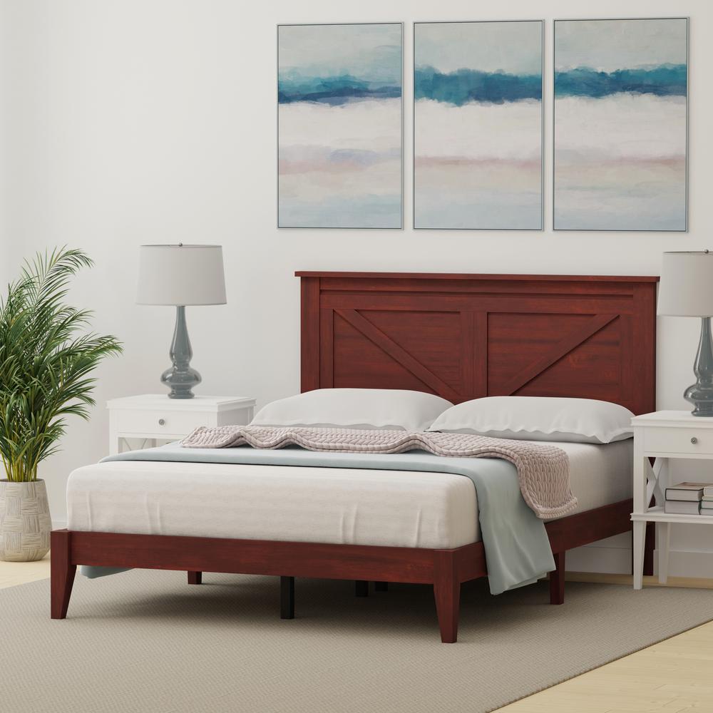 Farmhouse Wood Platform Bed in Full - Cherry. Picture 2