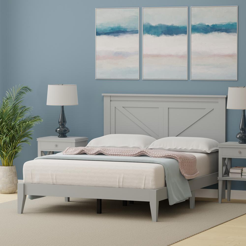 Farmhouse Wood Platform Bed in Full - Grey. Picture 2