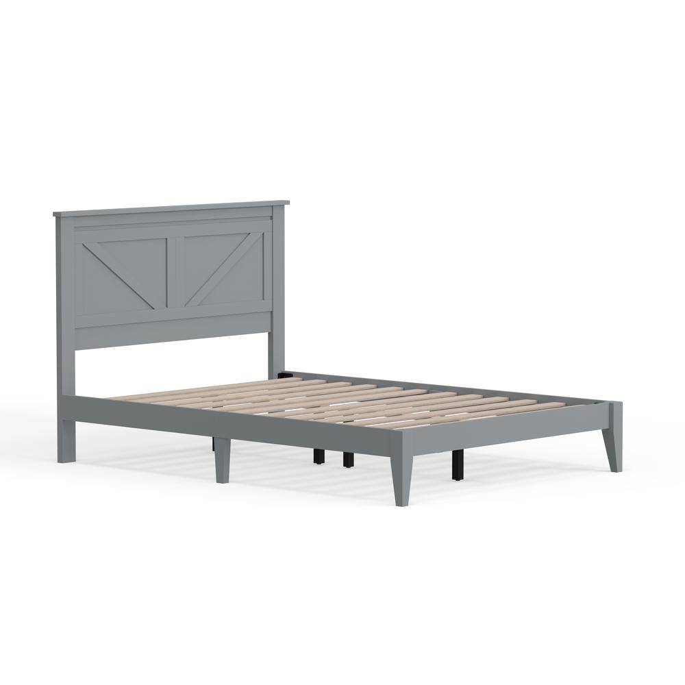 Farmhouse Wood Platform Bed in Full - Grey. Picture 4