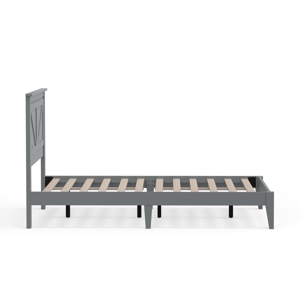 Farmhouse Wood Platform Bed in Full - Grey. Picture 5