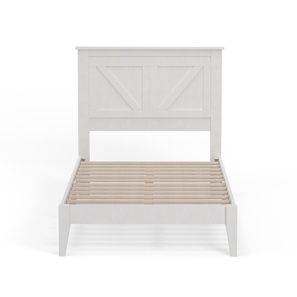Farmhouse Wood Platform Bed in Twin - White. Picture 3