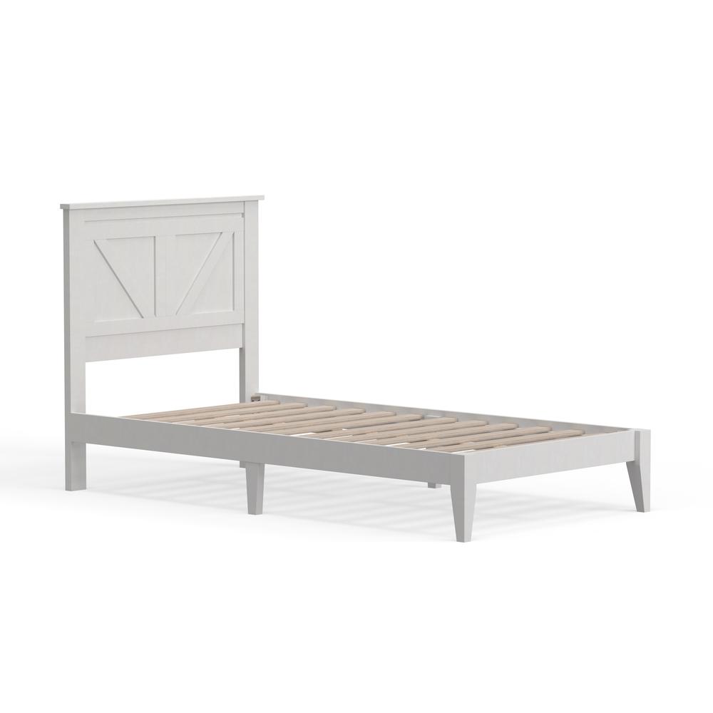 Farmhouse Wood Platform Bed in Twin - White. Picture 4