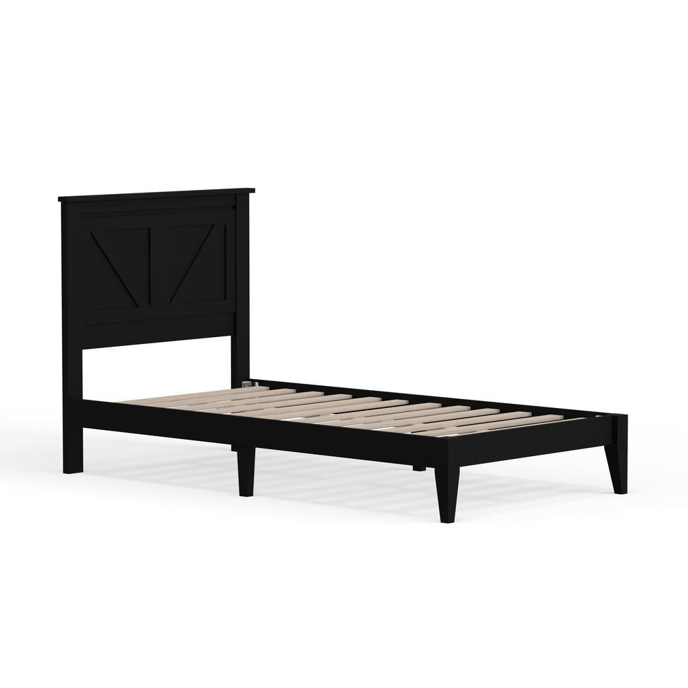 Farmhouse Wood Platform Bed in Twin - Black. Picture 4