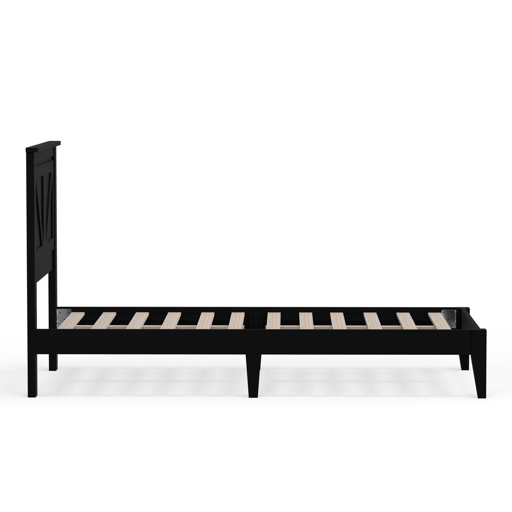 Farmhouse Wood Platform Bed in Twin - Black. Picture 5