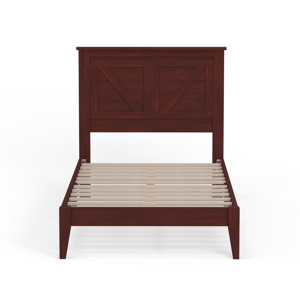 Farmhouse Wood Platform Bed in Twin - Cherry. Picture 3