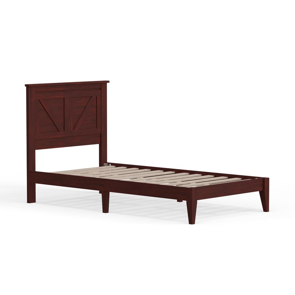 Farmhouse Wood Platform Bed in Twin - Cherry. Picture 4