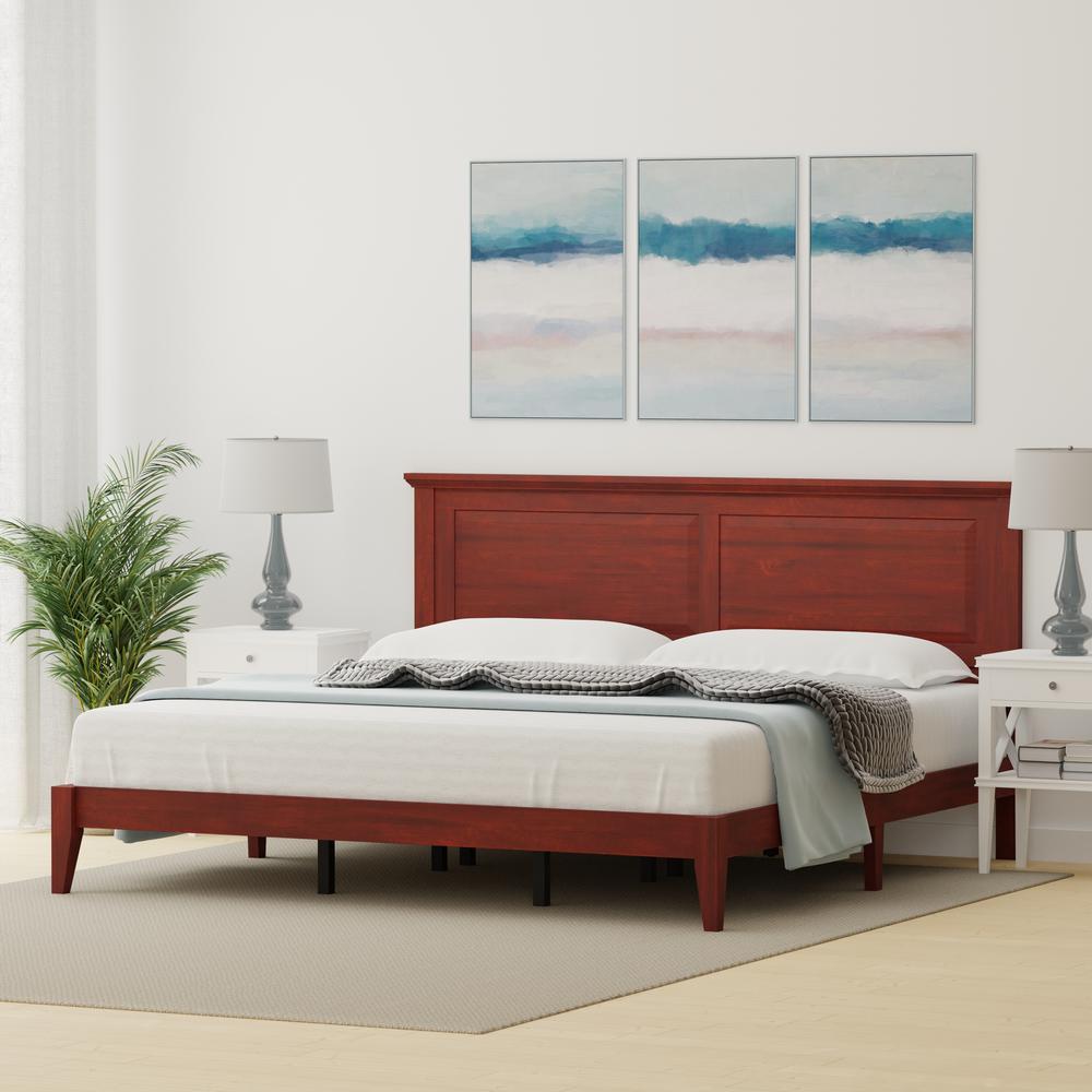 Cottage Style Wood Platform Bed in King - Cherry. Picture 2