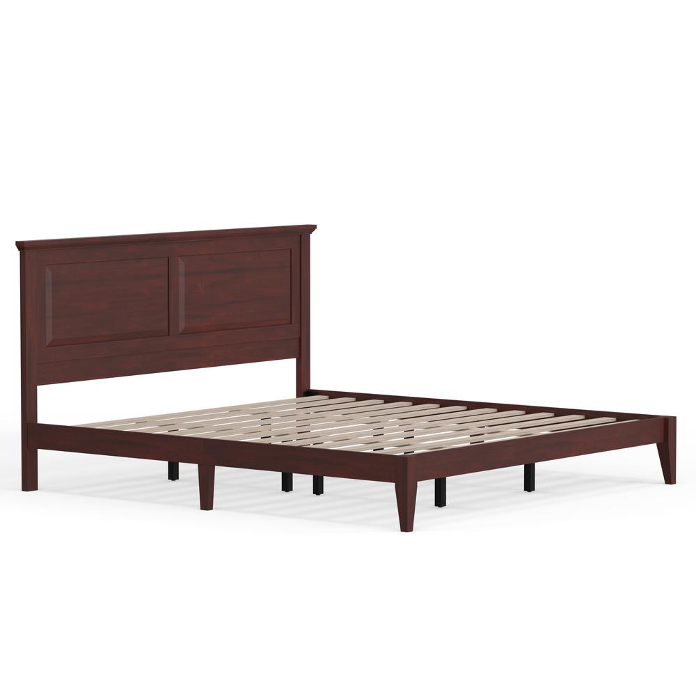 Cottage Style Wood Platform Bed in King - Cherry. Picture 4