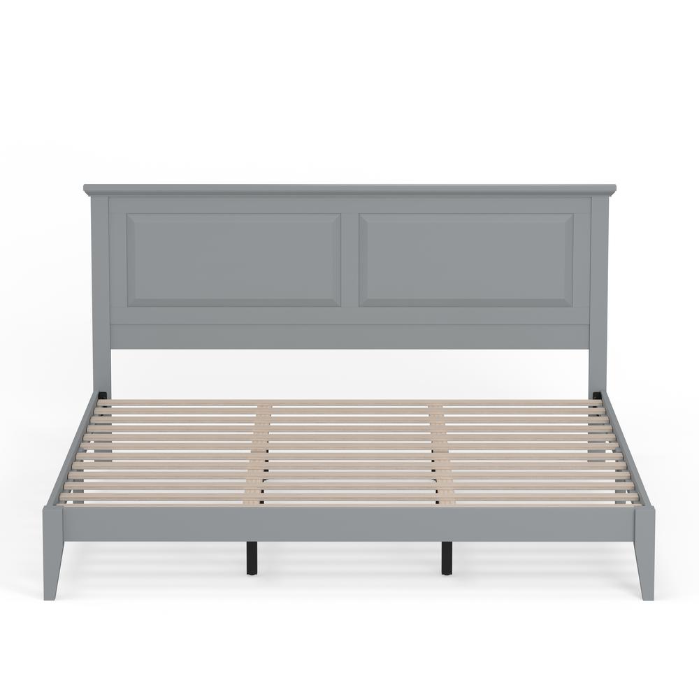 Cottage Style Wood Platform Bed in King - Grey. Picture 3