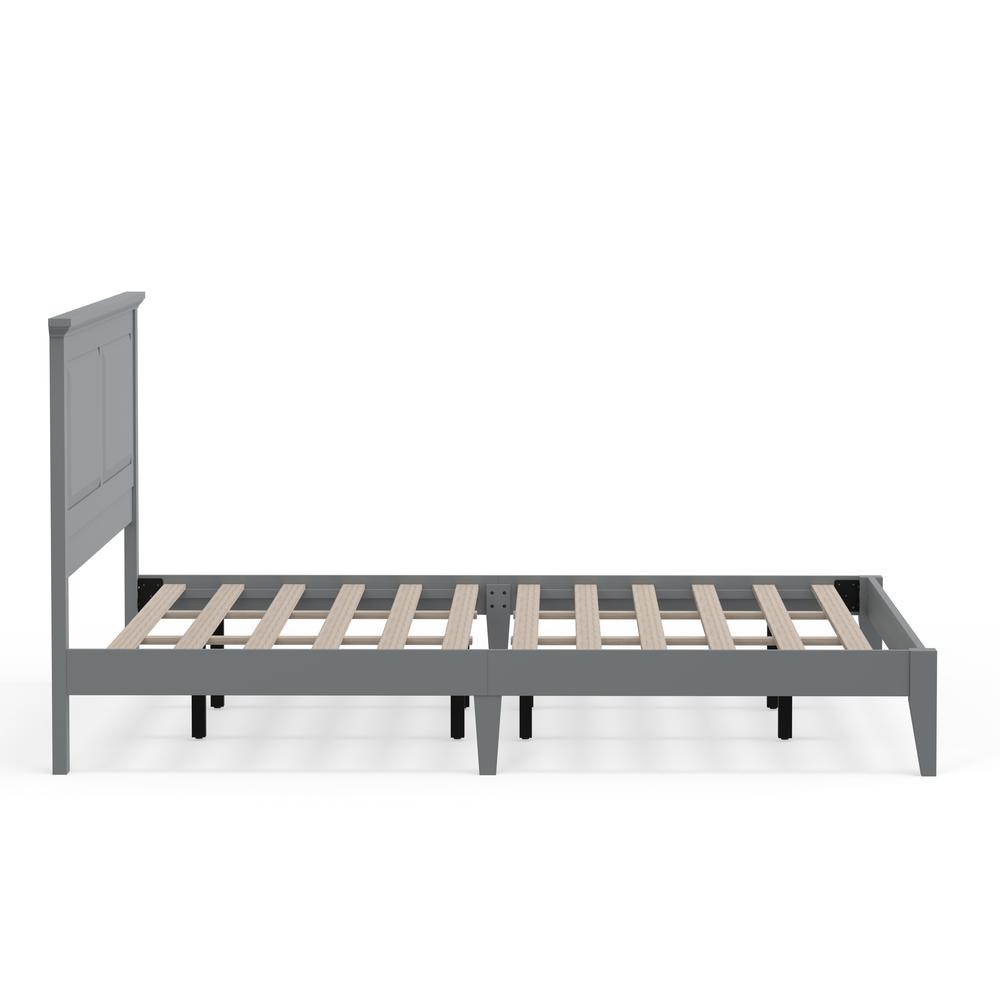 Cottage Style Wood Platform Bed in King - Grey. Picture 5