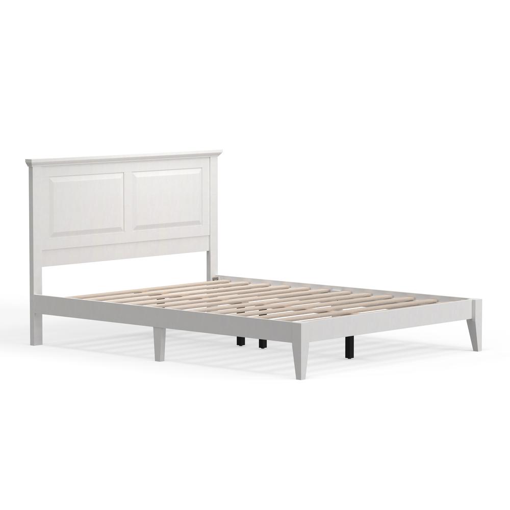 Cottage Style Wood Platform Bed in Queen - White. Picture 1