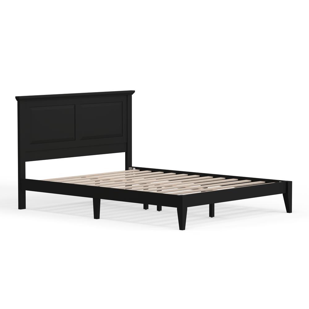 Cottage Style Wood Platform Bed in Queen - Black. Picture 4