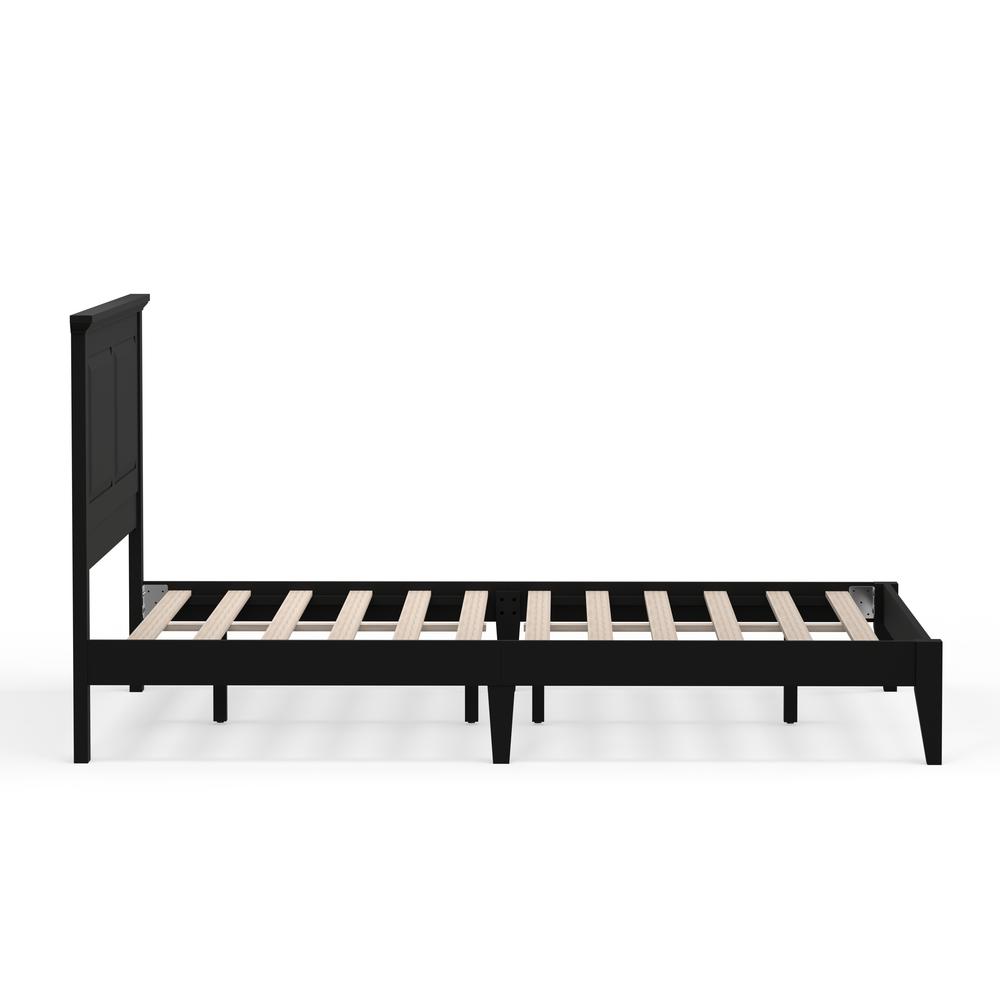 Cottage Style Wood Platform Bed in Queen - Black. Picture 5