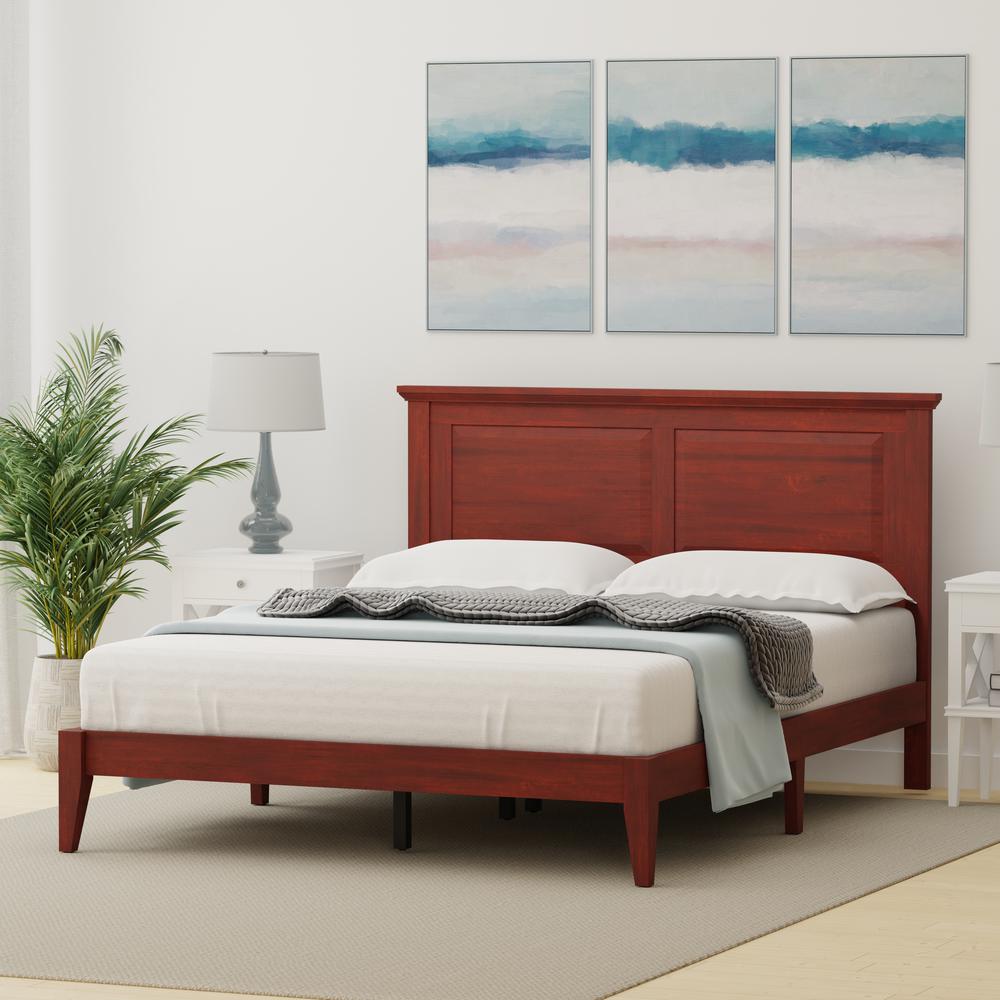 Cottage Style Wood Platform Bed in Queen - Cherry. Picture 2