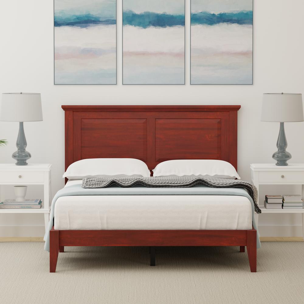 Cottage Style Wood Platform Bed in Full - Cherry. Picture 1