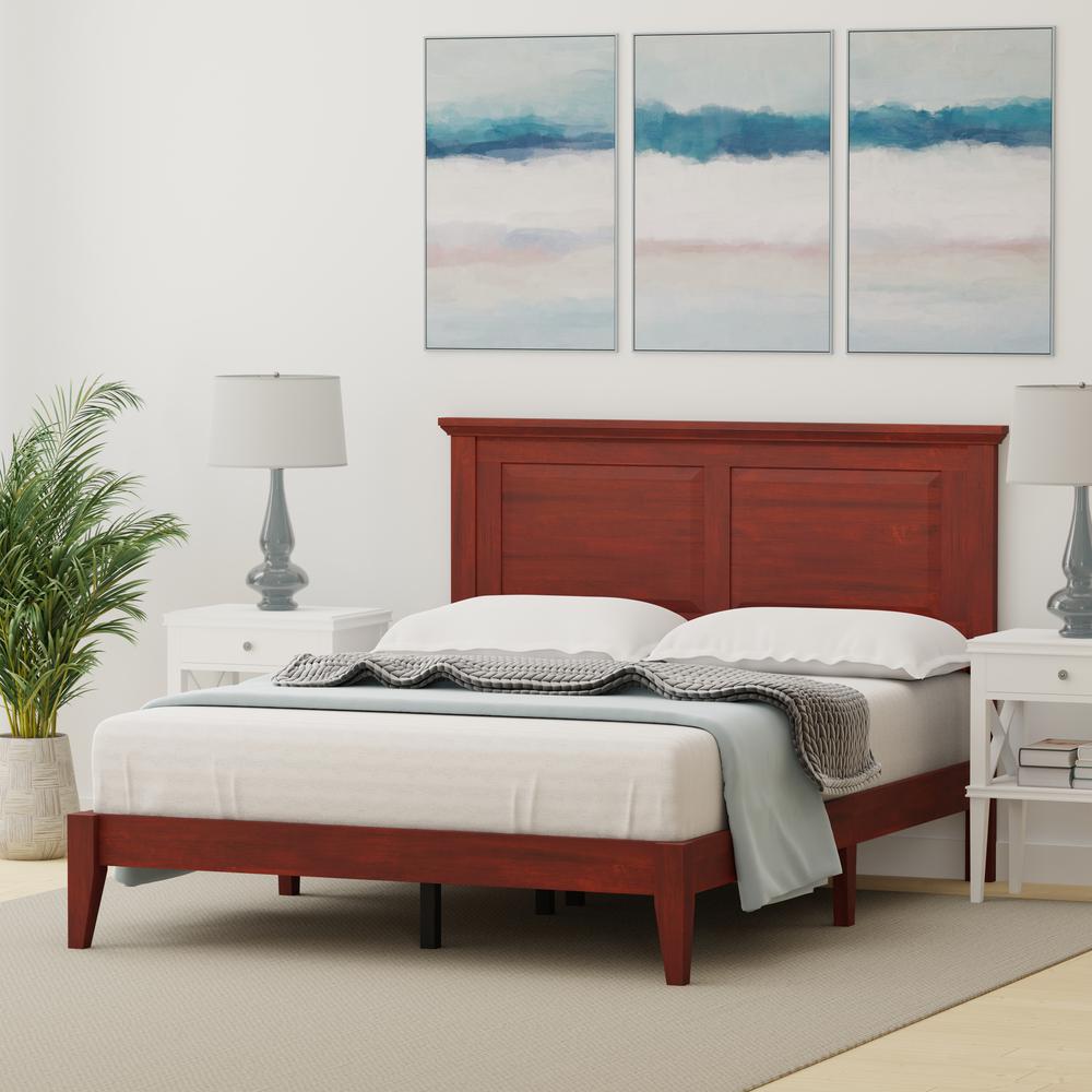 Cottage Style Wood Platform Bed in Full - Cherry. Picture 2