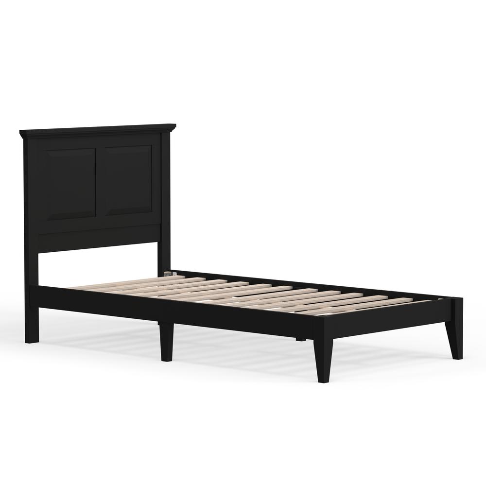 Cottage Style Wood Platform Bed in Twin - Black. Picture 4