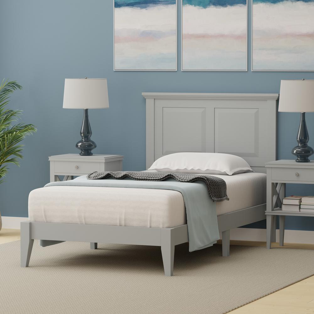 Cottage Style Wood Platform Bed in Twin - Grey. Picture 2