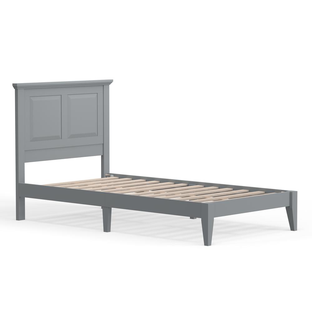 Cottage Style Wood Platform Bed in Twin - Grey. Picture 4